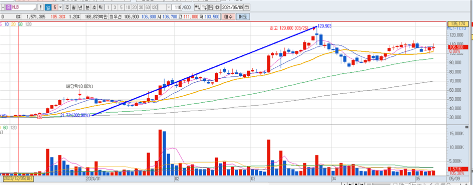 HLB 300% 수익률 차트